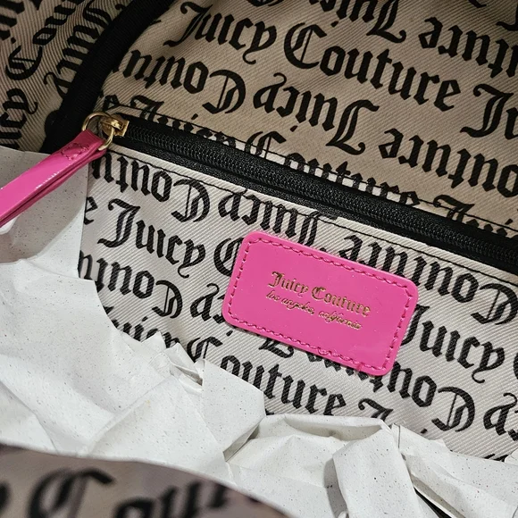 NWT Juicy Couture Pullout Pouch Backpack Pink Flash Embossed Bookbag Purse - Picture 5 of 8